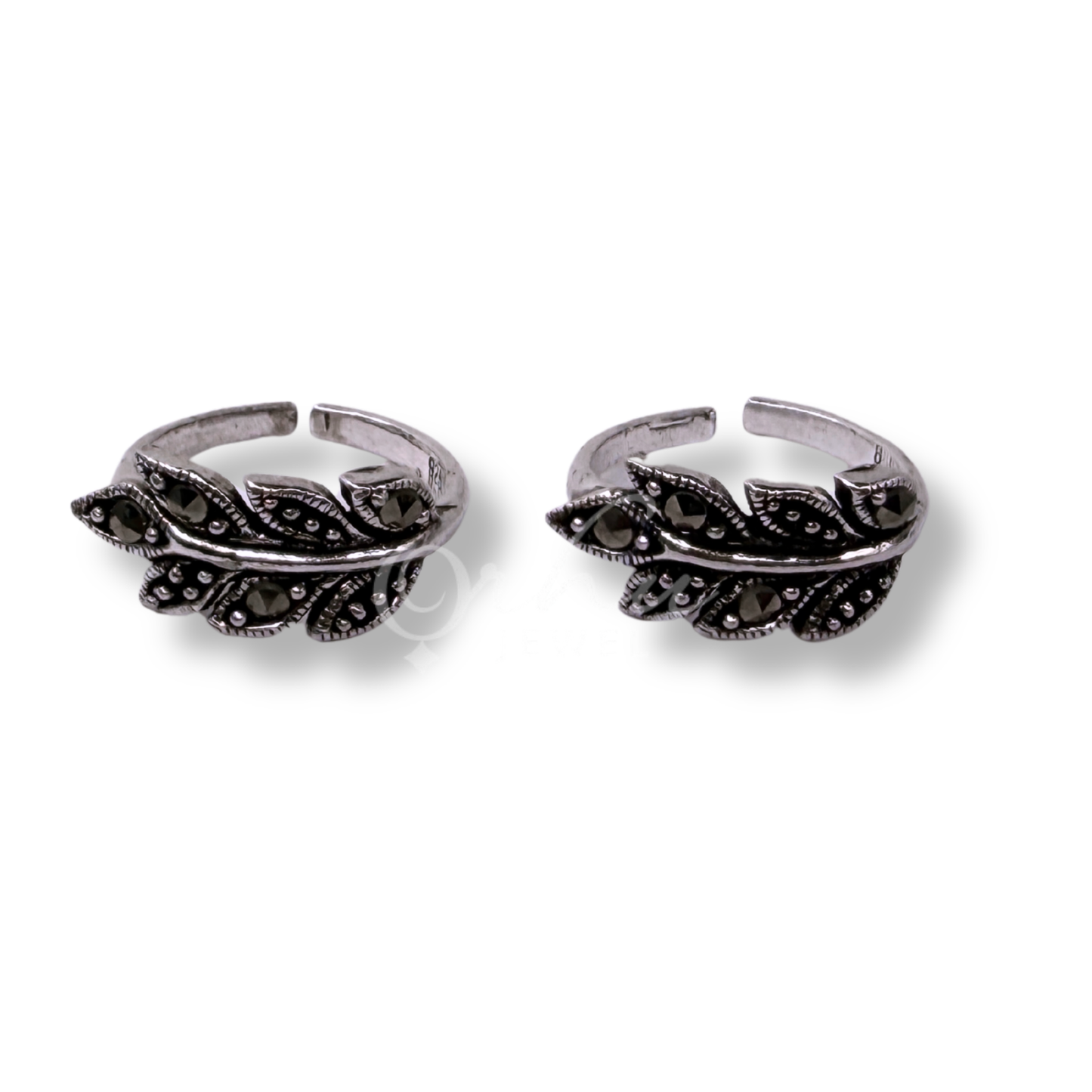 ORHU JEWEL 925 Sterling Silver Toe Rings for Women | Oxidised Leaf Design | Adjustable Open Band Toe Ring | Traditional & Daily Wear | Hallmarked Silver