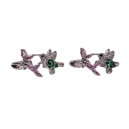 ORHU JEWEL 925 Sterling Silver Hallmarked Toe Ring for Women | Adjustable Bird and Floral CZ Toe Ring with Green & Pink Stones | Designer Bichiya (Silver)
