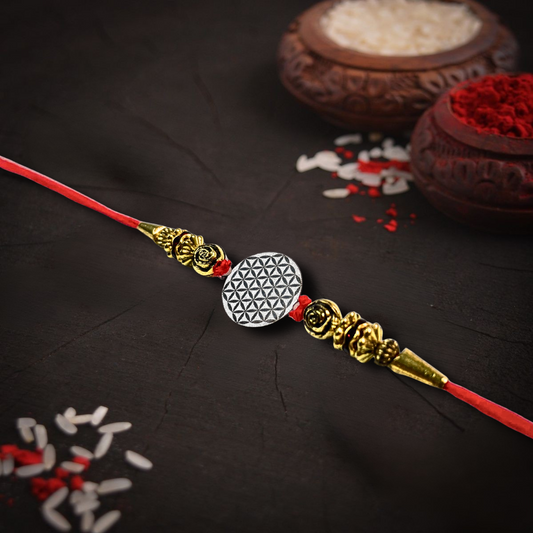 Antique Style Silver Rakhi
