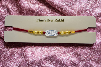 Om Swastik Silver Rakhi