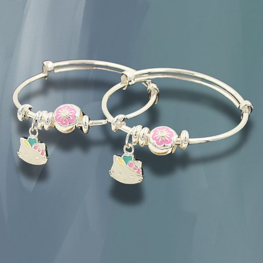 Pink Flower With Cute Kitty Kada