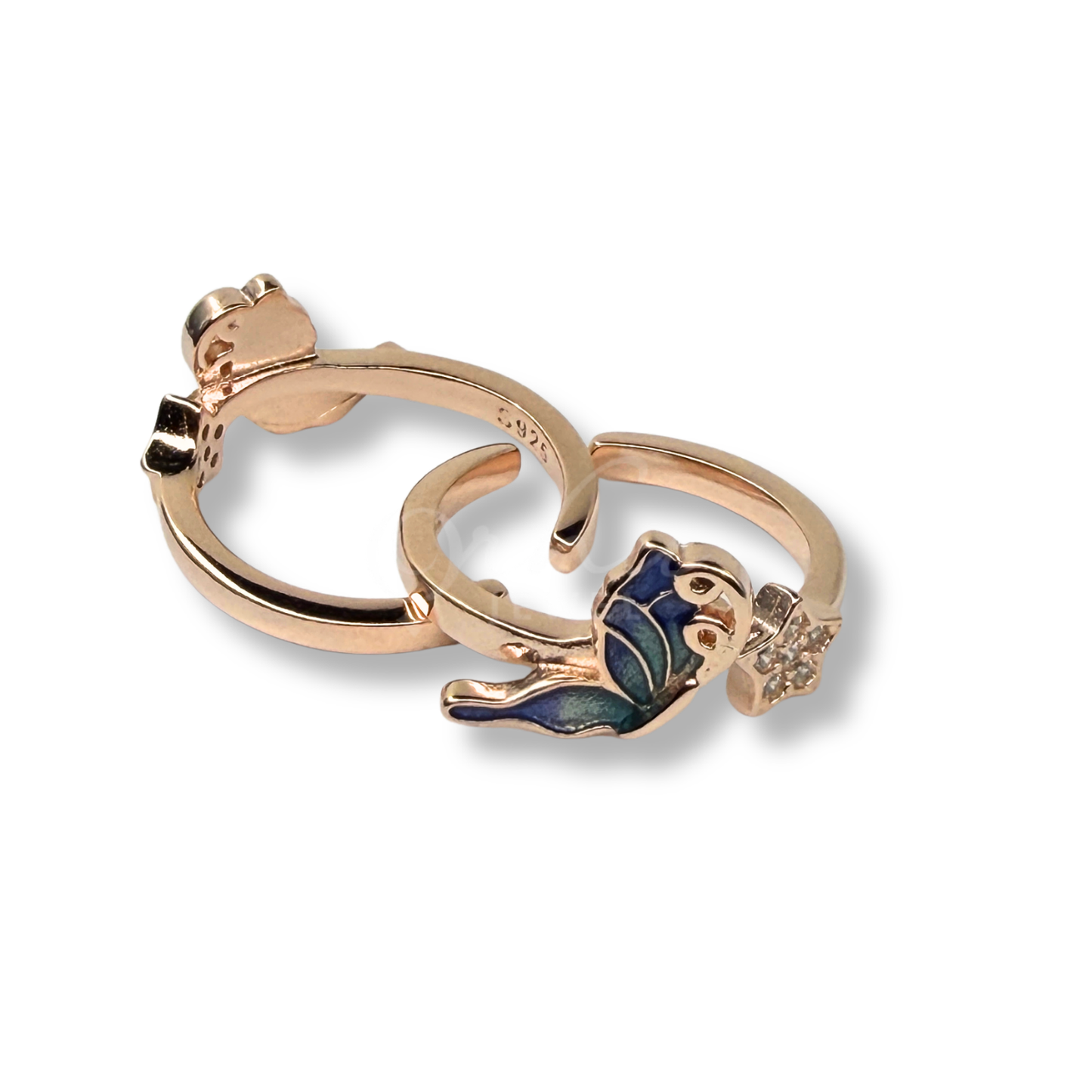ORHU JEWEL 925 Sterling Silver Toe Ring for Women | Multicolor Butterfly with Star Adjustable Toe Ring | CZ Studded Open Band Foot Jewelry (Blue)