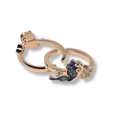 ORHU JEWEL 925 Sterling Silver Toe Ring for Women | Multicolor Butterfly with Star Adjustable Toe Ring | CZ Studded Open Band Foot Jewelry (Blue)