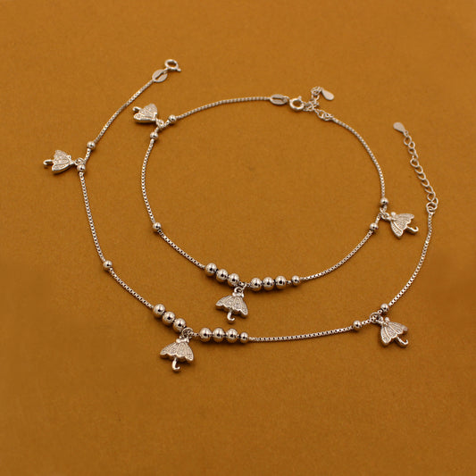 Italian Silver Ball Beads with Small Umbrella Anklet