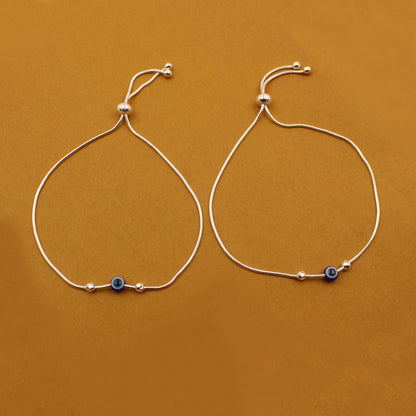 Silver Ball Beads With Evil Eye