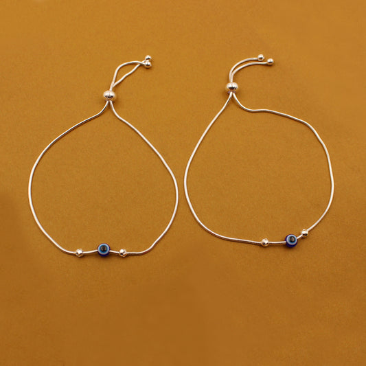 Silver Ball Beads With Evil Eye