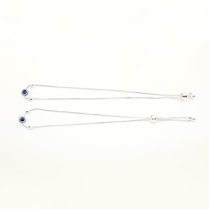 Silver Ball Beads With Evil Eye