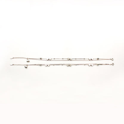 Silver Dual Chain Sweet Heart  Anklet