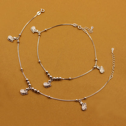 Italian Silver Swan Charm Anklet