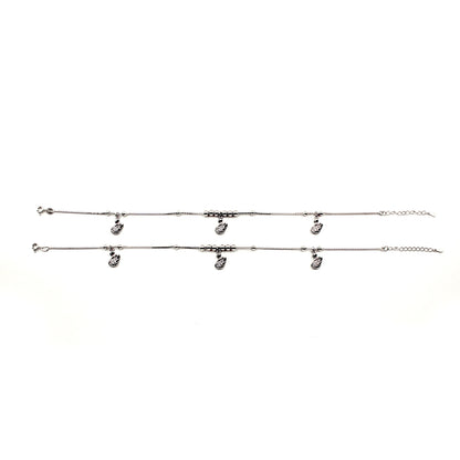 Italian Silver Swan Charm Anklet