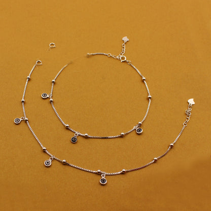 Silver Evil Eye Anklet