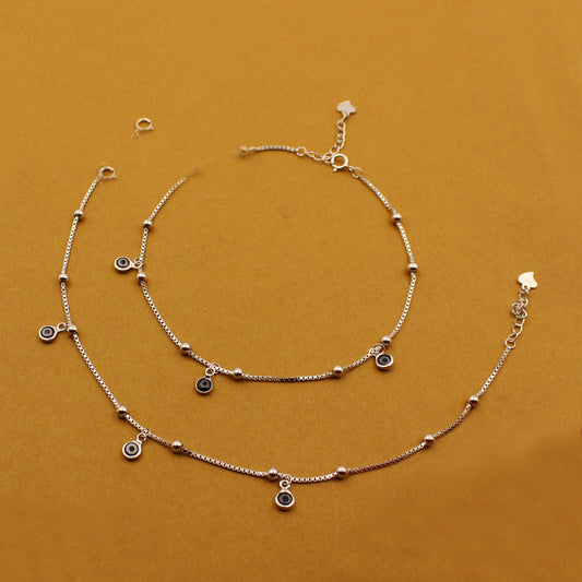 Silver Evil Eye Anklet