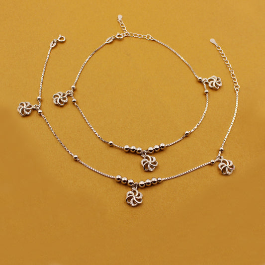 Silver Waterlily Anklet