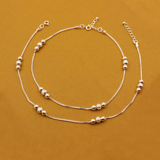 Silver Stunning Ball Beads Anklet