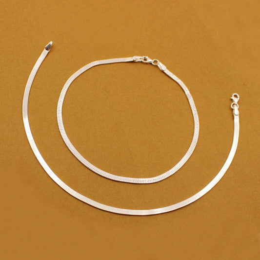 Silver Flat Chain Anklet