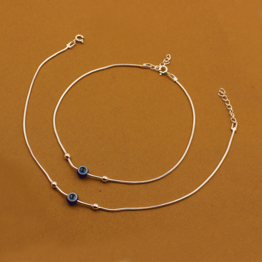 Silver Ball Beads With Evil Eye