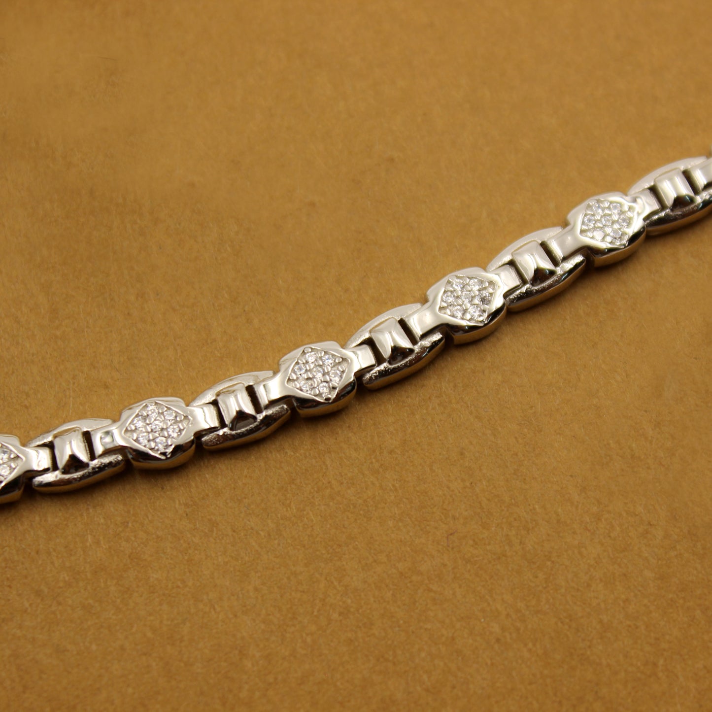 Boys Geometric Silver Bracelet with Diamond-cut Accents