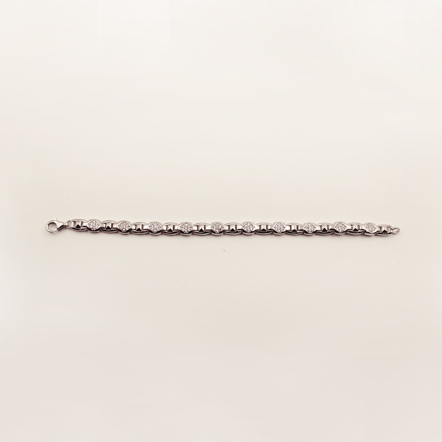 Boys Geometric Silver Bracelet with Diamond-cut Accents
