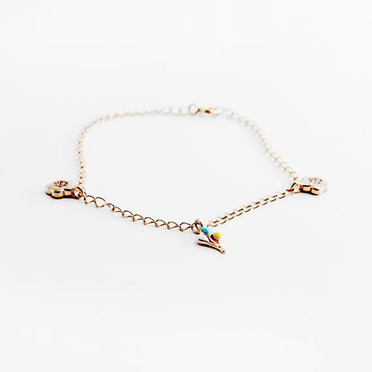 Rose Gold Flower With Balloon Bracelet