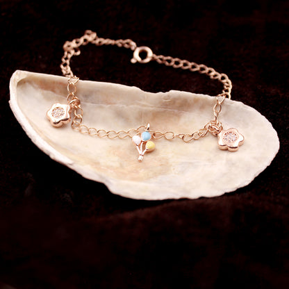 Rose Gold Flower With Balloon Bracelet