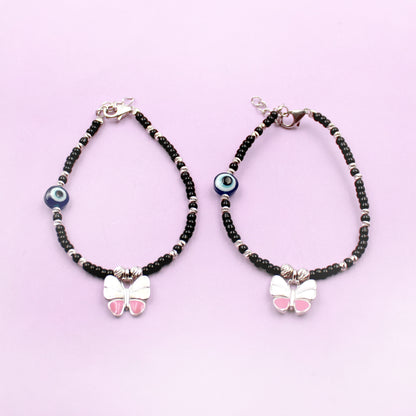 Evil Eye With Pink And White Butterfly
