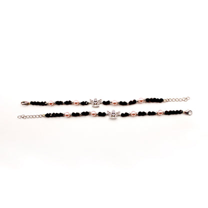 Pink Pearl With Black Beads