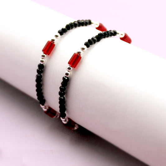 Silver And Red Beads