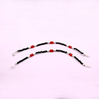Silver And Red Beads