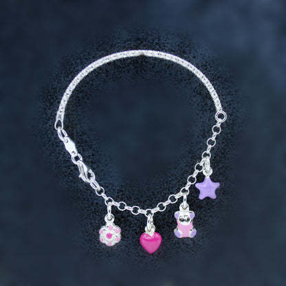 Colour's Teddy And Star Charm Bracelet