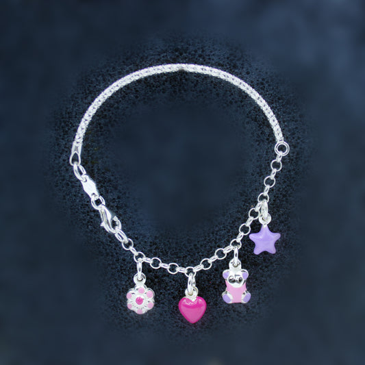 Colour's Teddy And Star Charm Bracelet