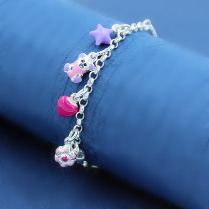 Colour's Teddy And Star Charm Bracelet
