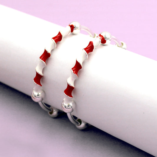 Ball Beads With Red And White Kada