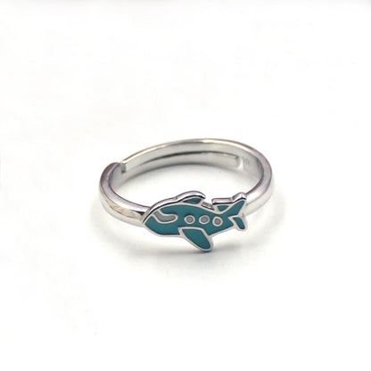 Silver Cute Airplane Rings
