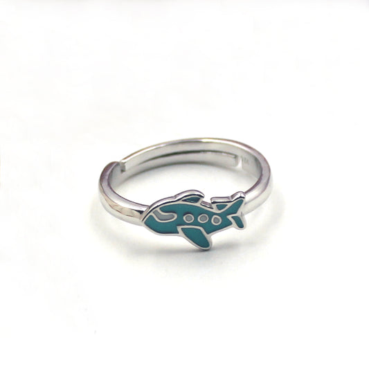 Silver Cute Airplane Rings