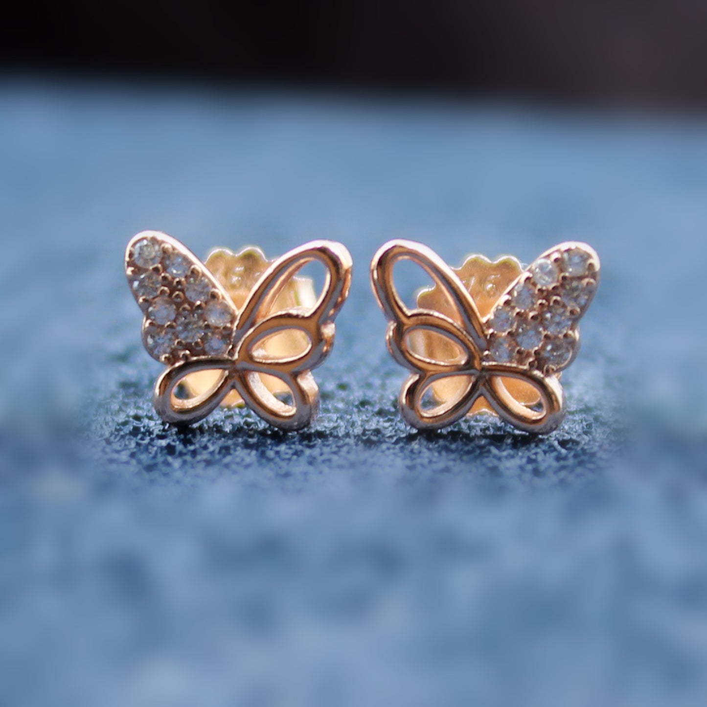 Rose Gold Zircon Studded Butterfly Tops