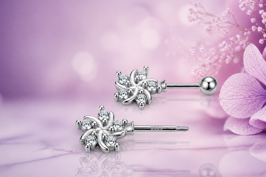 ORHU JEWEL 925 Silver Hallmarked Butterfly Bugadi for Women | Helix Piercing Earring | Stylish Upper Ear Cartilage Stud | Lightweight Designer Silver Jewelry | Royal Floral Cluster