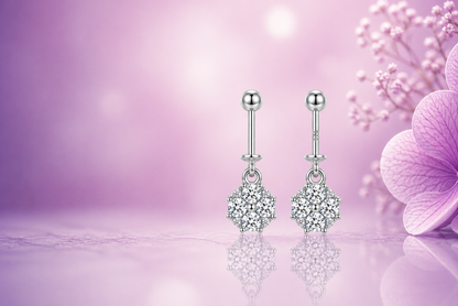 ORHU JEWEL 925 Silver Hallmarked Butterfly Bugadi for Women | Helix Piercing Earring | Stylish Upper Ear Cartilage Stud | Lightweight Designer Silver Jewelry | Round Diamond Cluster Drop Bugadi