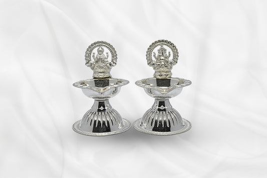 Silver Laxmi Ganesha Deepam