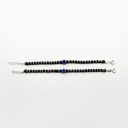 Black beads with Evil Eye Anklet