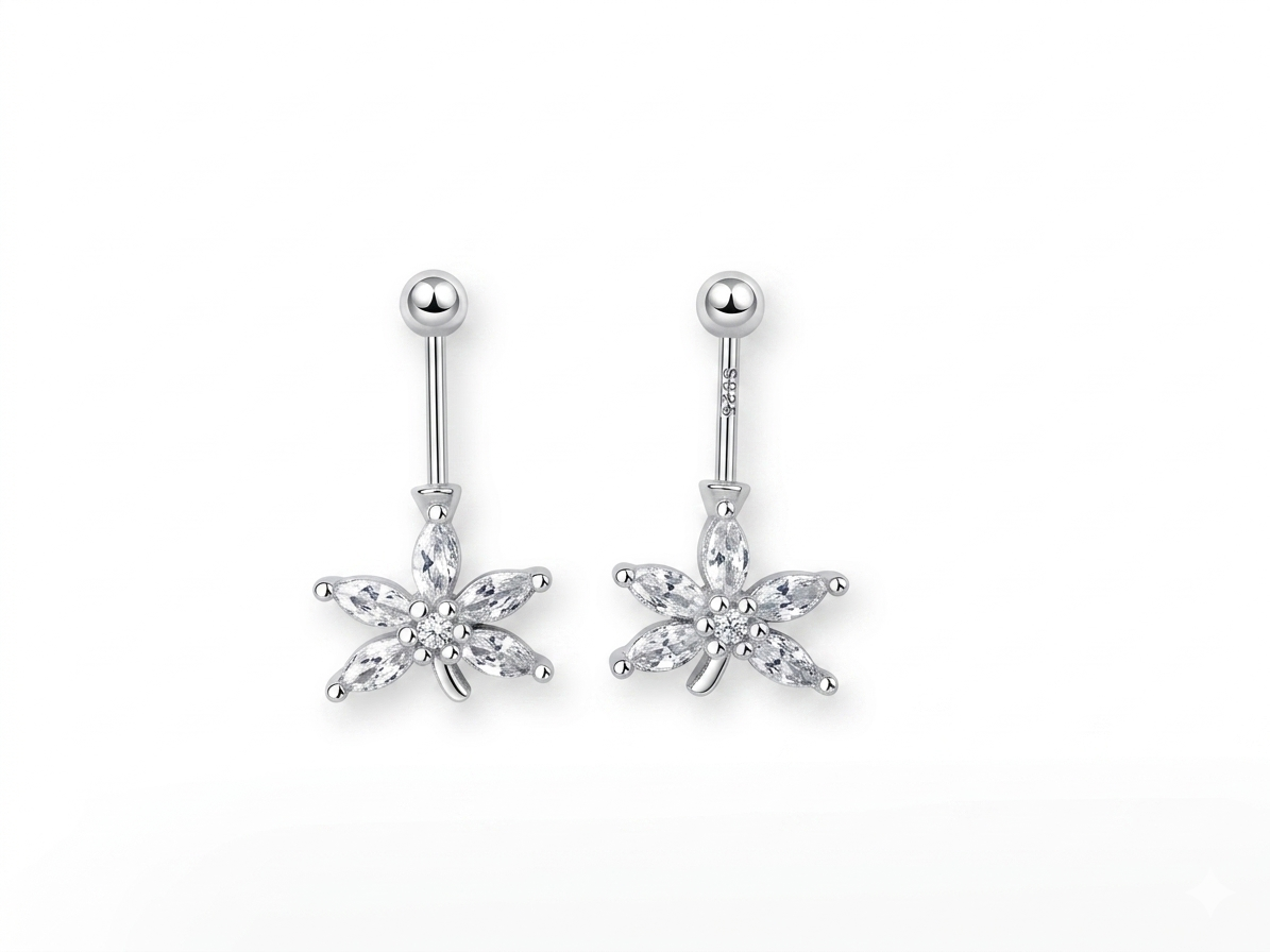 ORHU JEWEL 925 Silver Hallmarked Butterfly Bugadi for Women | Helix Piercing Earring | Stylish Upper Ear Cartilage Stud | Lightweight Designer Silver Jewelry | Royal Floral Cluster