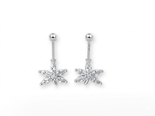 ORHU JEWEL 925 Silver Hallmarked Butterfly Bugadi for Women | Helix Piercing Earring | Stylish Upper Ear Cartilage Stud | Lightweight Designer Silver Jewelry | Royal Floral Cluster