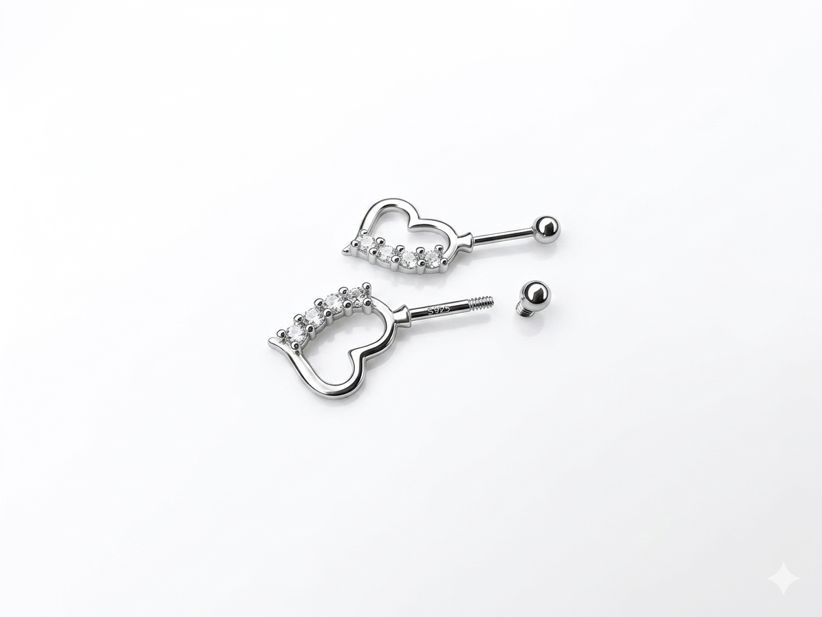 ORHU JEWEL 925 Silver Hallmarked Butterfly Bugadi for Women | Helix Piercing Earring | Stylish Upper Ear Cartilage Stud | Lightweight Designer Silver Jewelry | Elegant Heart Curve Bugadi
