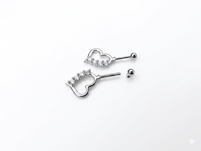 ORHU JEWEL 925 Silver Hallmarked Butterfly Bugadi for Women | Helix Piercing Earring | Stylish Upper Ear Cartilage Stud | Lightweight Designer Silver Jewelry | Elegant Heart Curve Bugadi