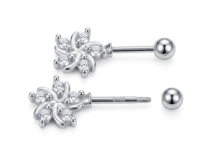 ORHU JEWEL 925 Silver Hallmarked Butterfly Bugadi for Women | Helix Piercing Earring | Stylish Upper Ear Cartilage Stud | Lightweight Designer Silver Jewelry | Royal Floral Cluster