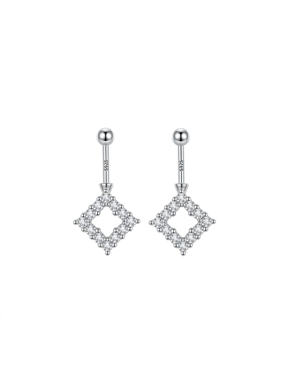 ORHU JEWEL 925 Silver Hallmarked Butterfly Bugadi for Women | Helix Piercing Earring | Stylish Upper Ear Cartilage Stud | Lightweight Designer Silver Jewelry | Square Halo Shine Bugadi