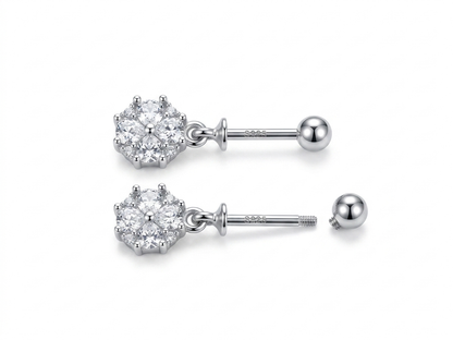 ORHU JEWEL 925 Silver Hallmarked Butterfly Bugadi for Women | Helix Piercing Earring | Stylish Upper Ear Cartilage Stud | Lightweight Designer Silver Jewelry | Round Diamond Cluster Drop Bugadi