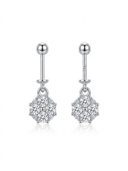 ORHU JEWEL 925 Silver Hallmarked Butterfly Bugadi for Women | Helix Piercing Earring | Stylish Upper Ear Cartilage Stud | Lightweight Designer Silver Jewelry | Round Diamond Cluster Drop Bugadi