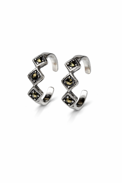 ORHU JEWEL 925 Sterling Silver Toe Rings for Women | Oxidised Square Stone Design | Adjustable Open Band Toe Ring | Traditional & Daily Wear | Hallmarked Silver