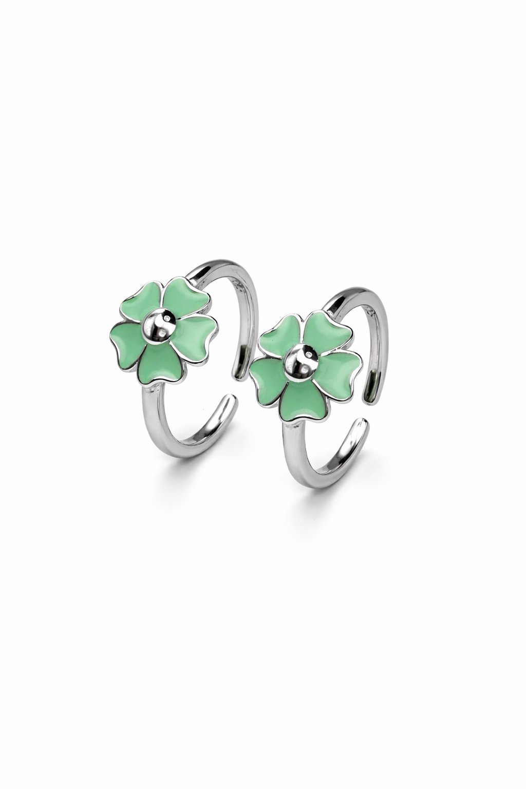 ORHU JEWEL 925 Sterling Silver Mint Green Floral Toe Ring for Women | Adjustable Cute Flower Bichiya | 925 Hallmarked Toe Ring