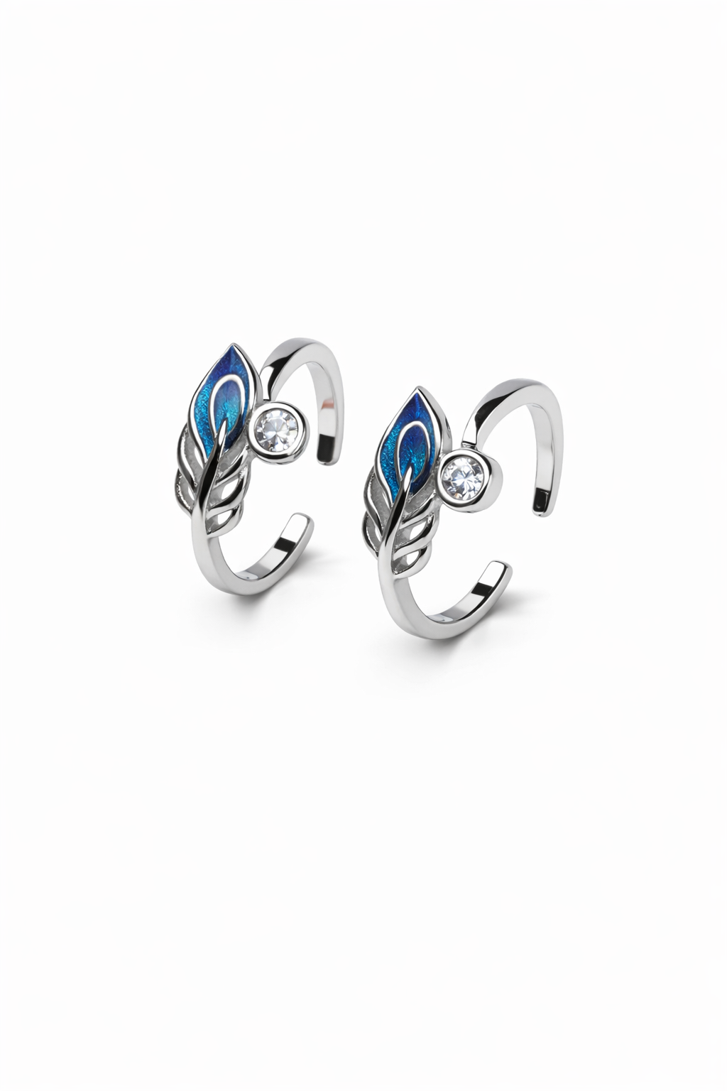 925 Sterling Silver Leaf Toe Ring for Women | Adjustable Open Toe Ring with Crystal & Enamel Design | ORHU Jewel